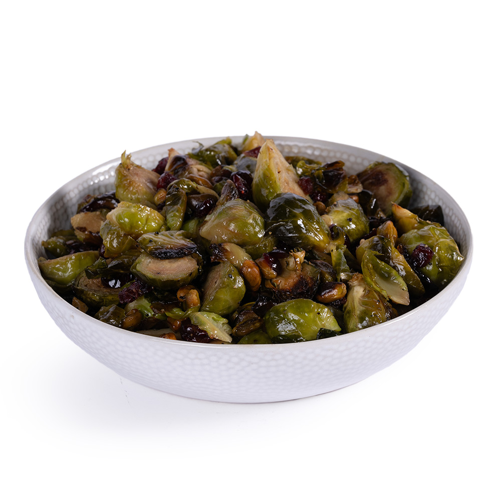 Brussels Sprouts with Cranberries, Cider & Pistachios