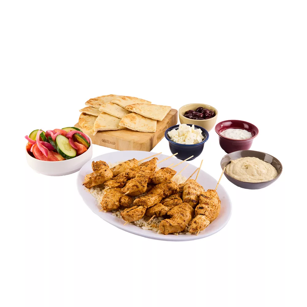Greek Chicken Skewers with Mezze